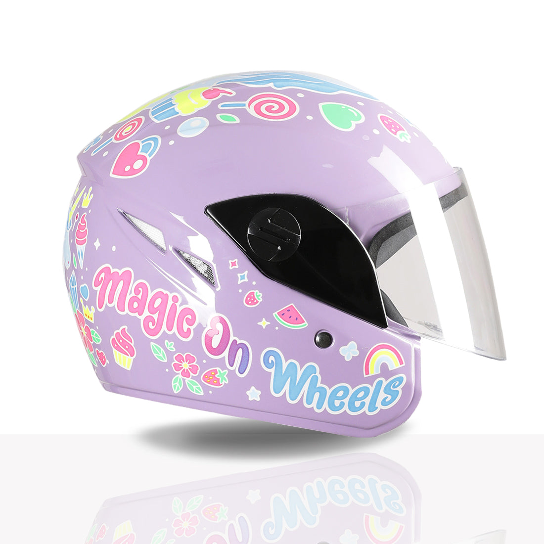 TVS Moto Jr. Kids Helmet |Fun Glow in the Dark Graphics | Lightweight ISI Certified ABS Shell| Removable Cheek Pads | Ideal Kids Bike Helmet for Cycle Scooter Daily Ride Comfort & Protection
